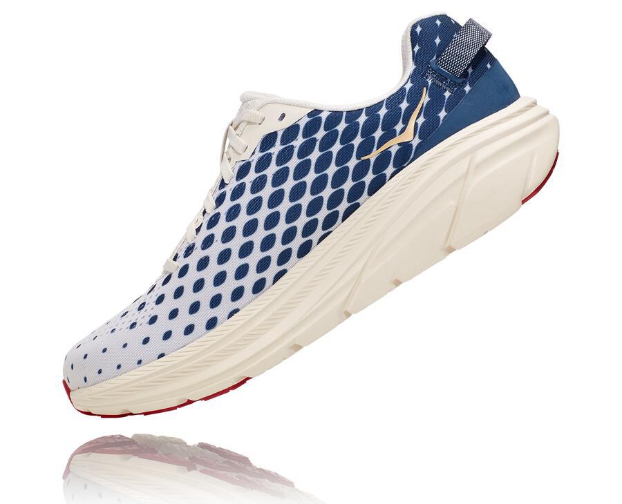 Hoka One One Mens Running Shoes - Rincon 2 - White/Blue - NBRQ94035